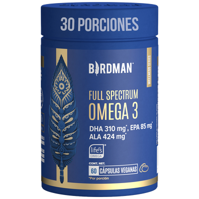 Full Spectrum Omega 3 - DHA 310mg, EPA 85mg & ALA 424mg - 60 Cápsulas