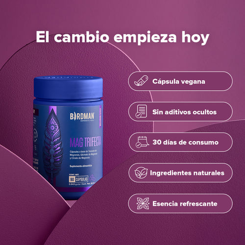 Mag Trifecta 3 en 1 - Glicinato, Treonato y Citrato de Magnesio - 90 Cápsulas - 30 Porciones