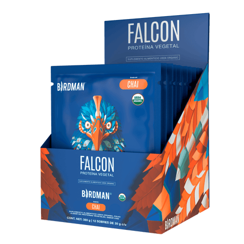 Falcon Protein - Proteína Vegana Orgánica en Polvo - Chai 12 Pack Sobres