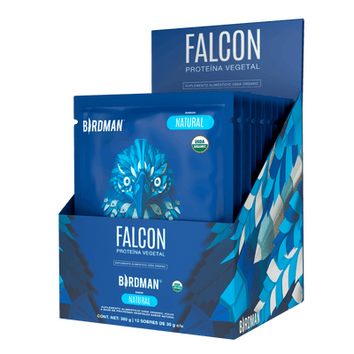 Falcon Protein: Proteína Vegana Orgánica en Polvo - Natural 12 Pack Sobres