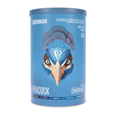 Peacock Plant Meal Proteína en Polvo con 11 Vitaminas & Omega 3 - Chocolate 882 g