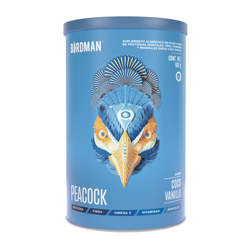 Peacock Plant Meal Proteína en Polvo con 11 Vitaminas & Omega 3 - Coco Vainilla 882 g