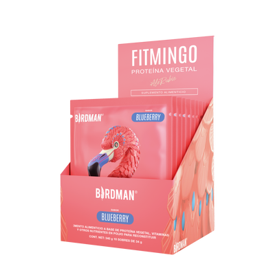 Fitmingo Protein Proteína en Polvo con Inositol & Vitaminas - Blueberry 10 pack sobres