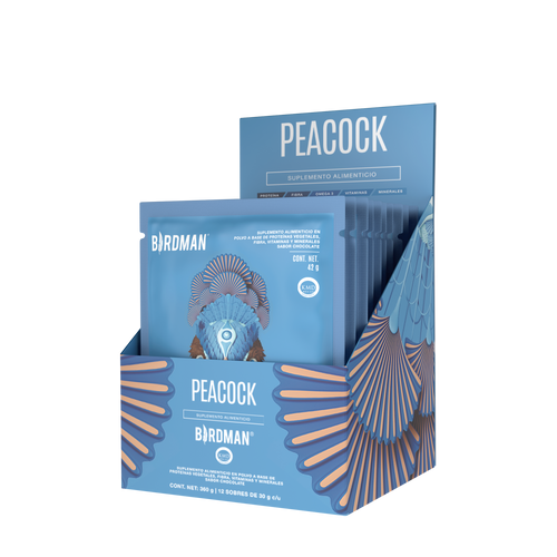 Peacock Plant Meal Proteína en Polvo con 11 Vitaminas & Omega 3 - Chocolate 10 Pack Sobres
