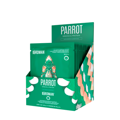 Parrot Greens & Protein Proteína en Polvo con Verdes & Vitaminas - Matcha 12 Pack Sobres