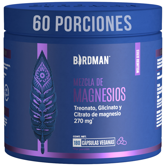 Mag Trifecta 3 en 1: Citrato, Glicinato y Treonato de Magnesio - 180 Cápsulas - 60 Porciones