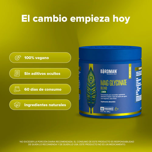 Mag Glycinate Blend - Glicinato y Citrato de Magnesio en Polvo - Sabor Limón - 60 Porciones