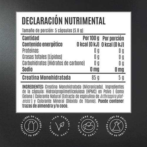 Creatina Monohidratada en Cápsulas - 50 Porciones - 250 Cápsulas