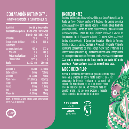 Parrot Greens & Protein Berry Vainilla 210 g