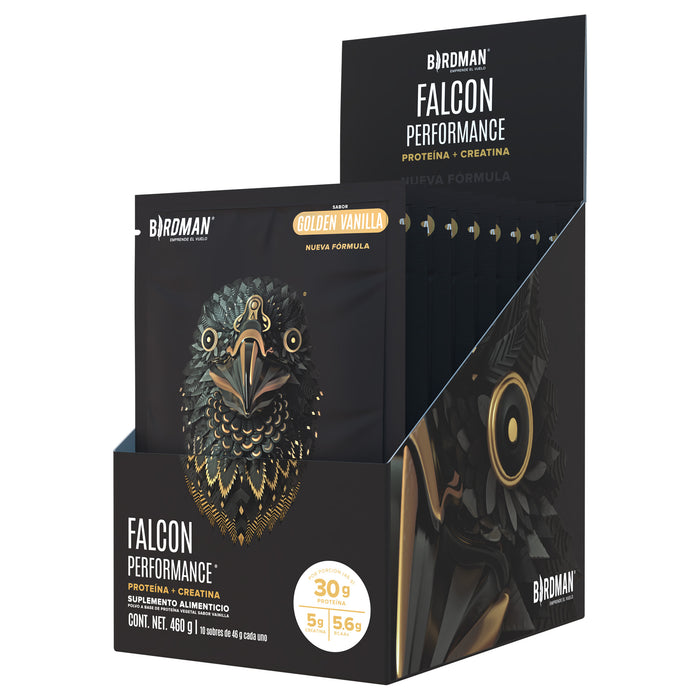 Falcon Performance Proteína en Polvo con Creatina & BCAAs - Golden Vanilla 10 Pack Sobres