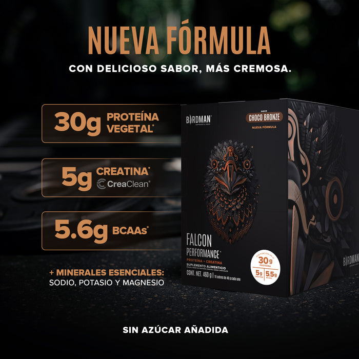 Falcon Performance Proteína en Polvo con Creatina & BCAAs - Choco Bronze 10 Pack Sobres