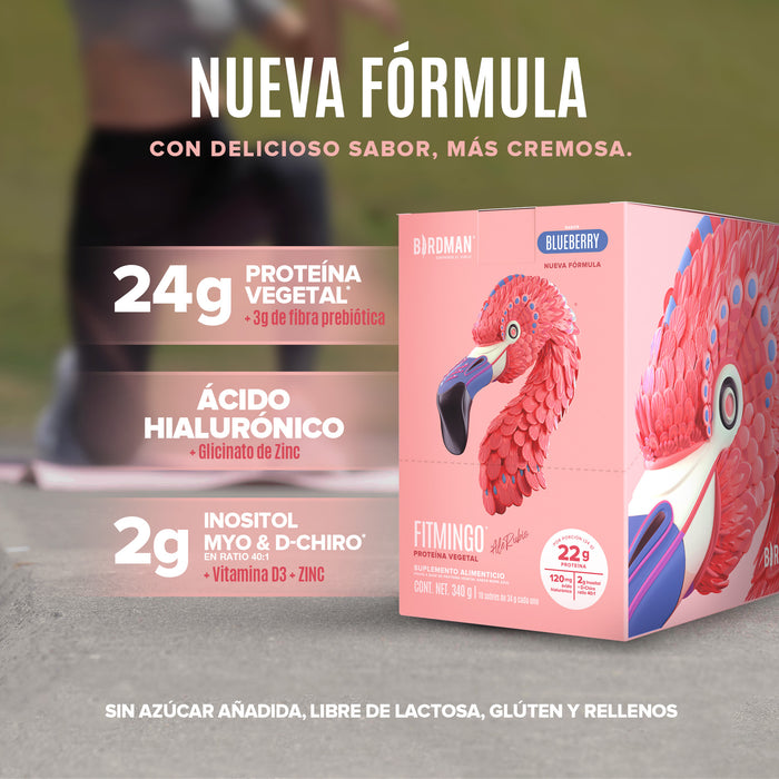 Fitmingo Protein Proteína en Polvo con Inositol & Vitaminas - Blueberry 10 pack sobres